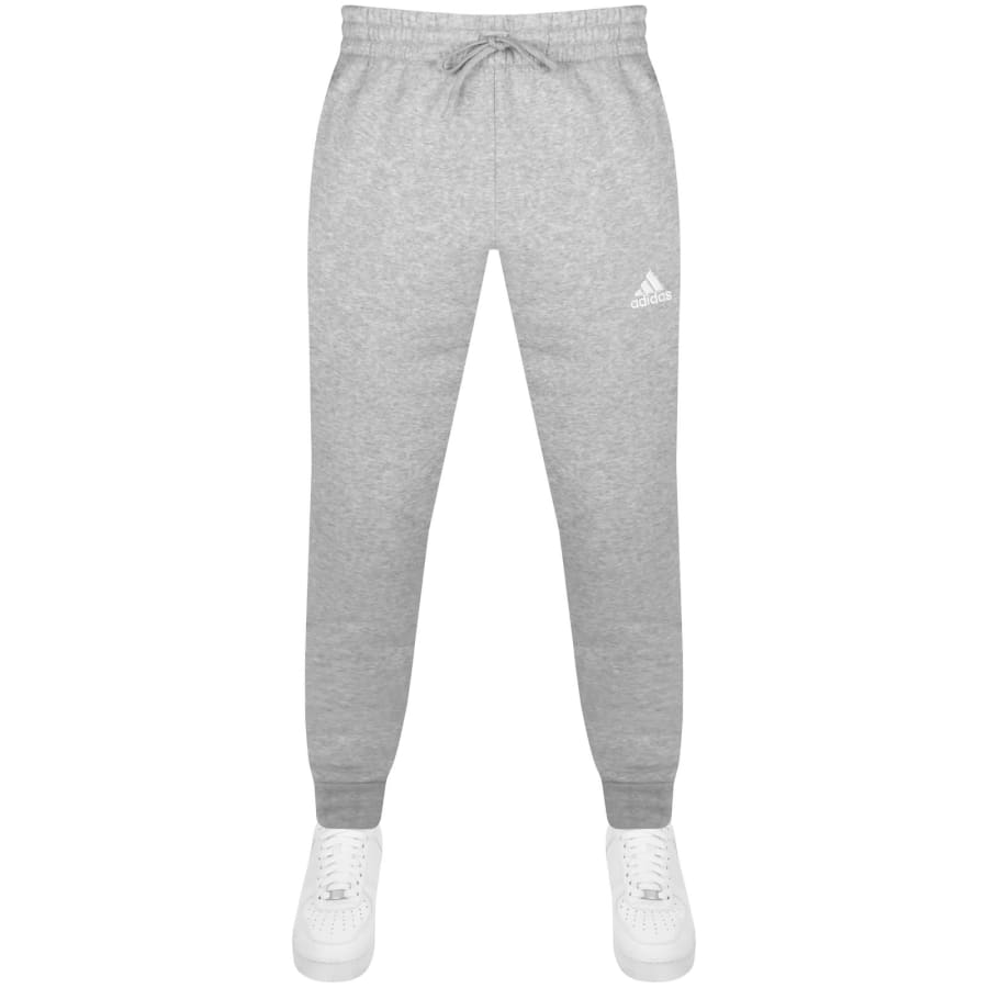 Grey adidas joggers with black stripes cheap